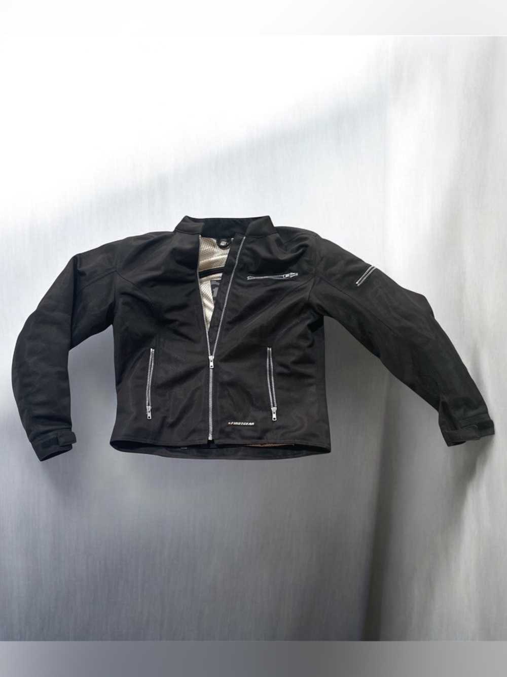 Firstgear Motorcycle Jacket Womens L Black Shoulder And Elbow Padded Armored